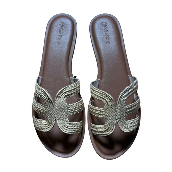 The Drop Women's Monika Flat H-Band Slide Sandal Natural Raffia Size 13 New - Picture 6 of 11